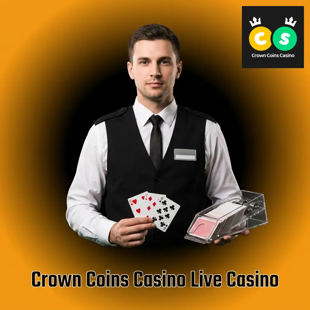 Crown Coins Casino live dealer games including blackjack, roulette, baccarat, Casino Hold'em, and live game shows